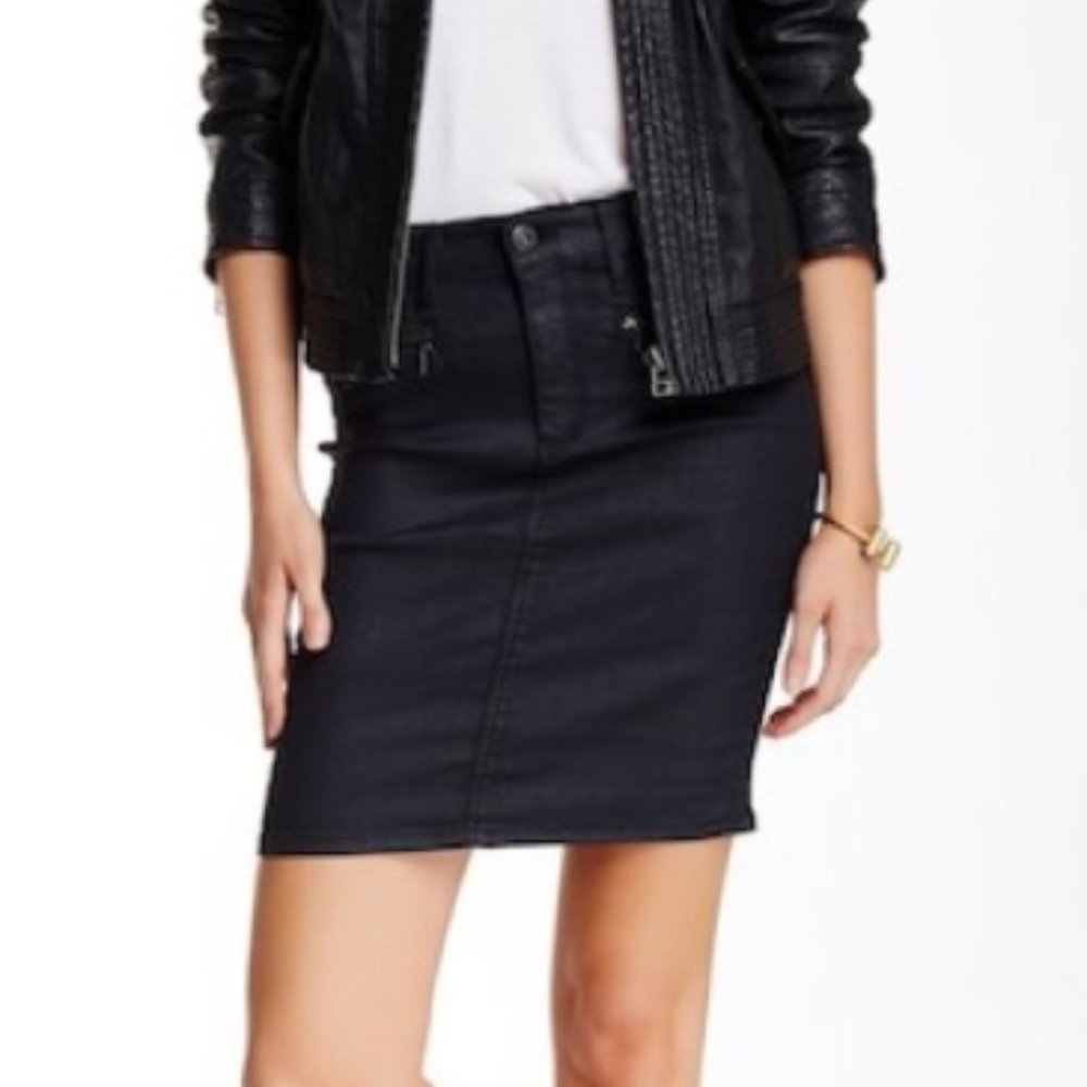 Waxed denim Biker Pencil Skirt size 26